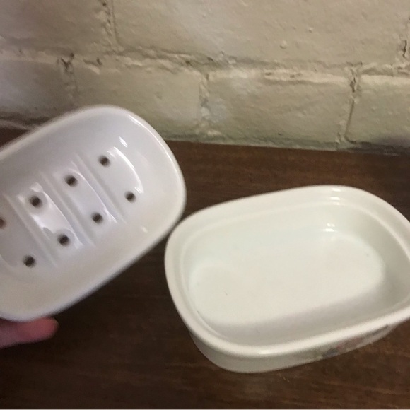 Set of 2 Liette International Bathroom Toothbrush Holder Soap Holder Pink Floral - Picture 4 of 5